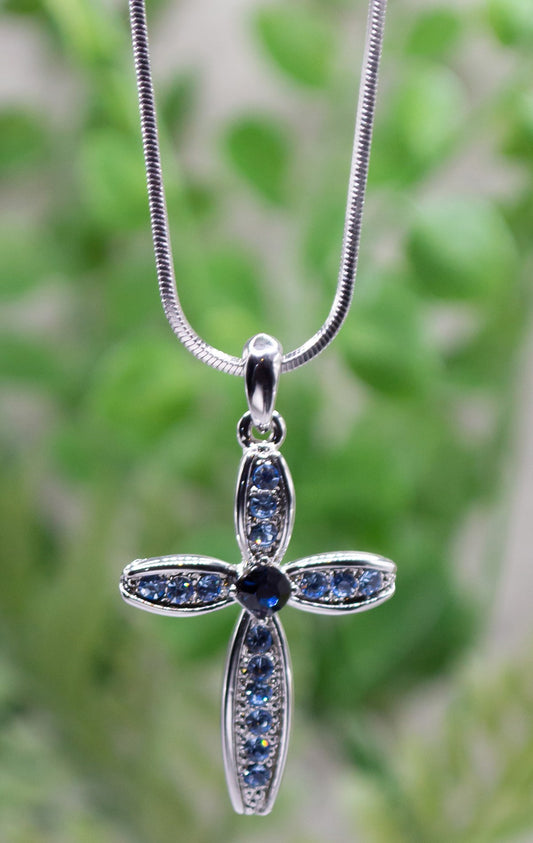 Necklace-Eden Merry-Cross-Blue