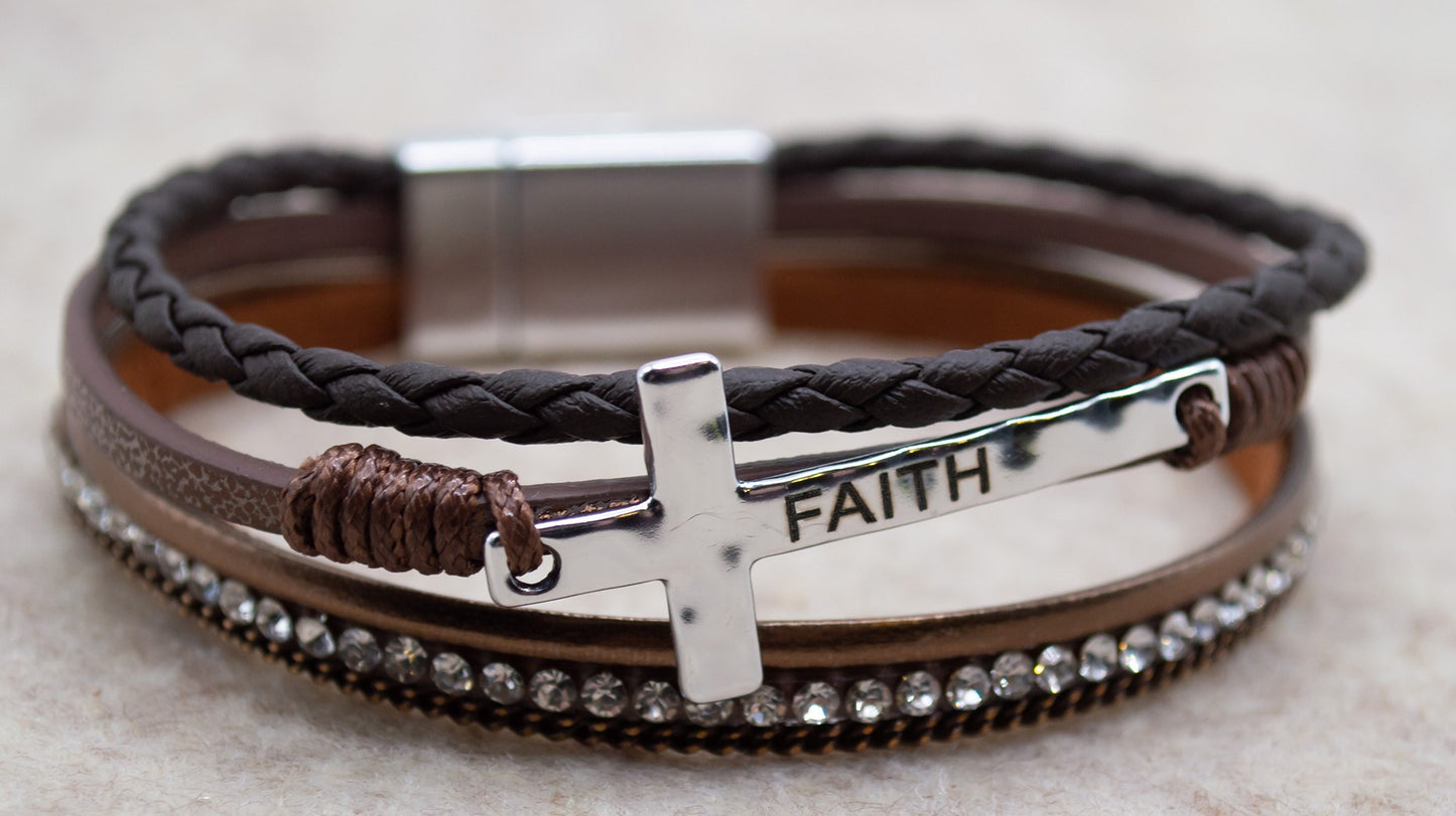 Bracelet-Eden Merry-Faith-Cross-Brown