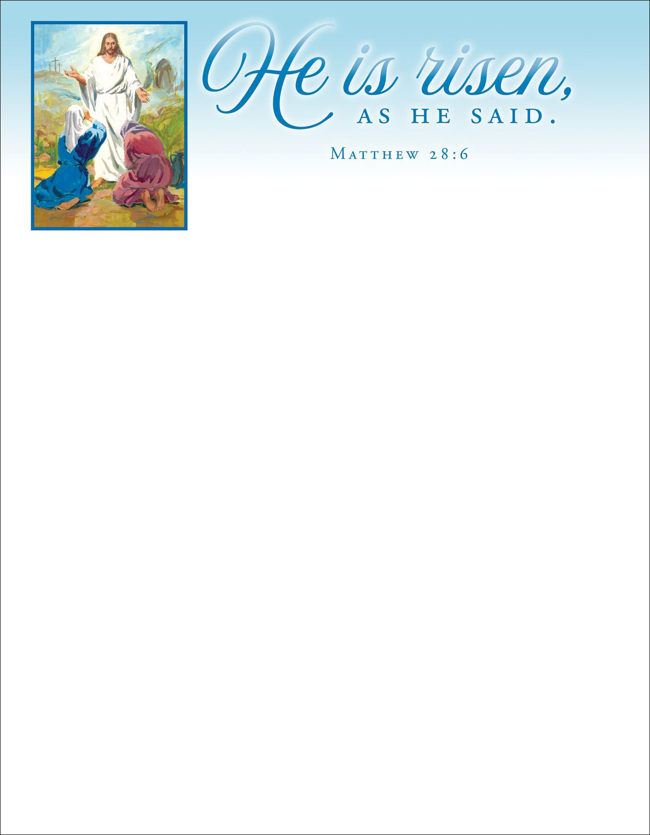 Letterhead-He Is Risen  As He Said. (Pack Of 100)