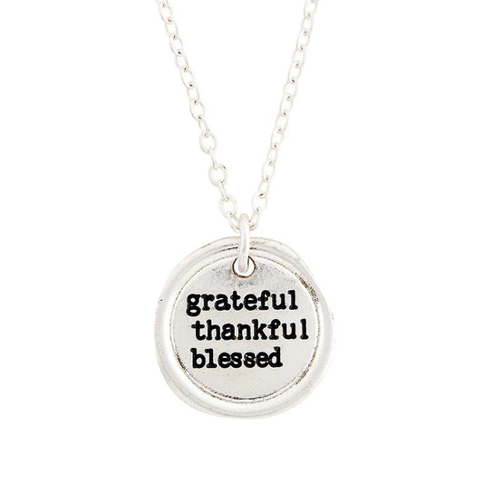 Necklace-Sealed In Faith Pendant-Grateful Thankful Blessed (22")