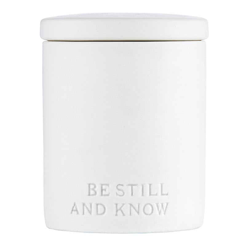 Ceramic Candle w/Lid-Be Still And Know/Vanilla (4"H x 3.25"D)