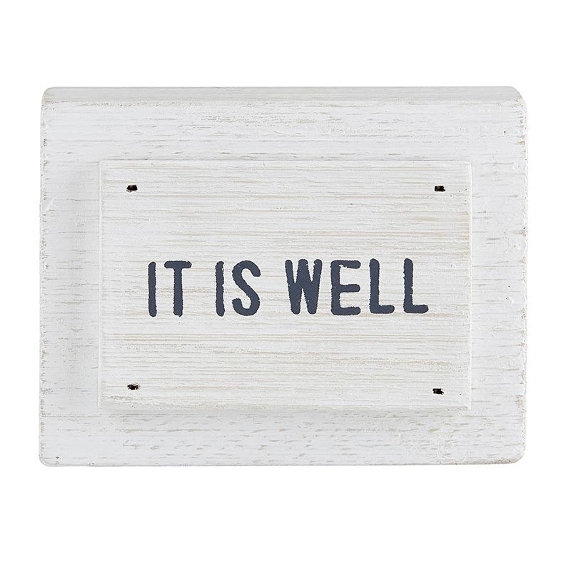 Wood Block-It Is Well (4" x 3" x 1.375")