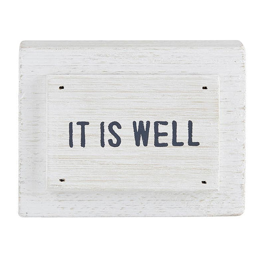 Wood Block-It Is Well (4" x 3" x 1.375")