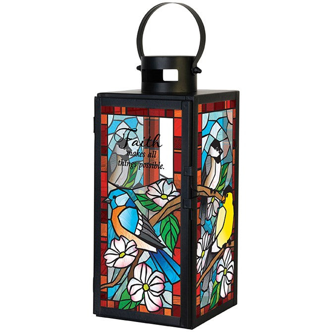 Lantern-Stained Glass-Faith (14" x 5" x 5")