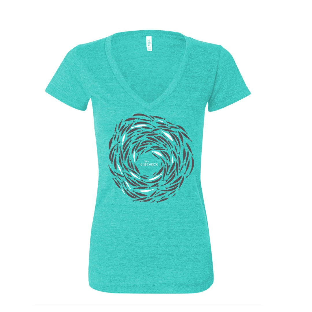 Tee Shirt-Against The Current-The Chosen-Teal-Womens V-neck-Small