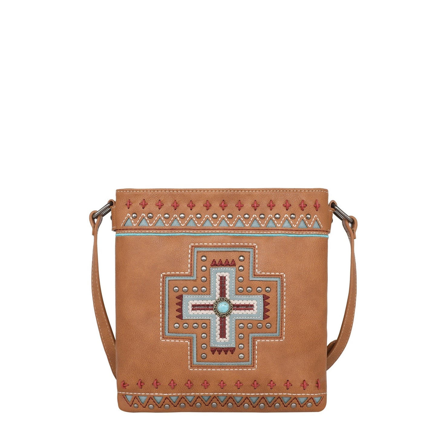 Crossbody Bag-Aztec Cross (Concealed Carry)-Brown