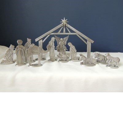 Nativity-Metal-12 Piece (Creche is 8.5" x 6.25")