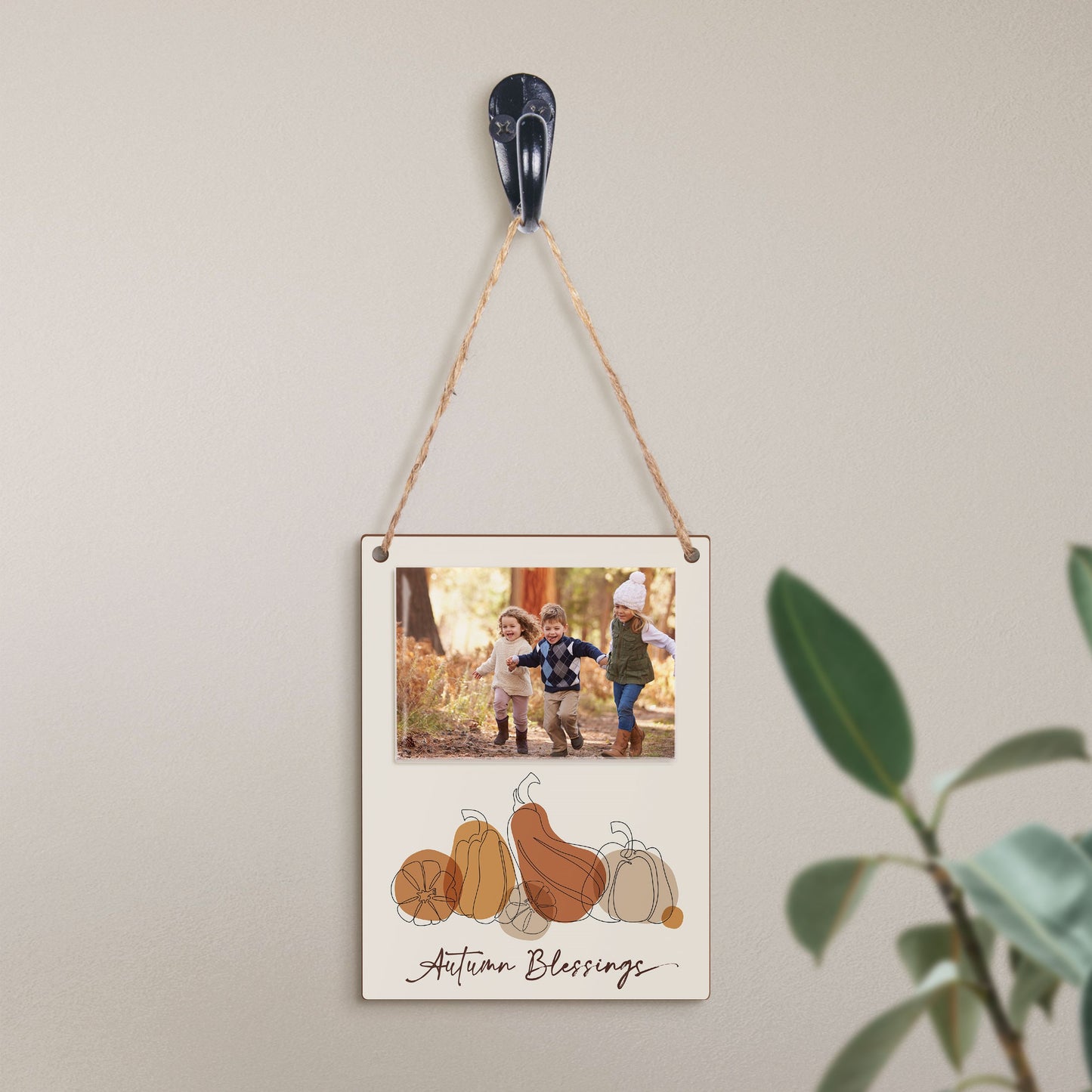 Hanging Photo Frame-Autumn Blessings-Holds 2x3 Photo (3.75 x 5)