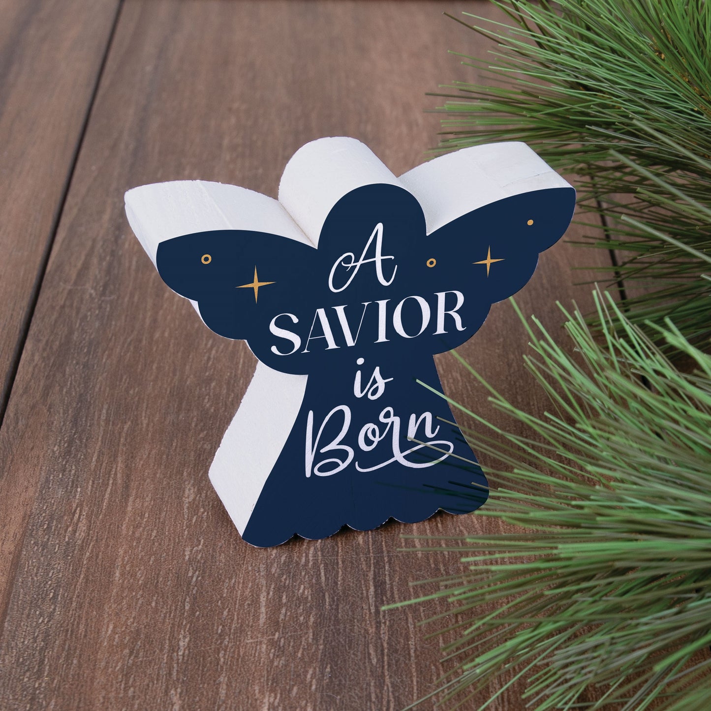 Tabletop Decor-Angel-Savior Is Born (3.5 x 3.25)