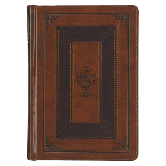 KJV Study Bible-Toffee/Burgundy Faux Leather Hardcover Indexed