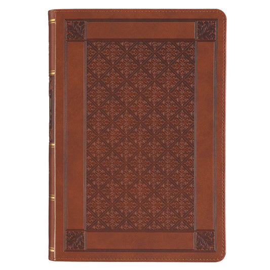 KJV Giant Print Bible (Full-Size)-Brown Diamond Faux Leather