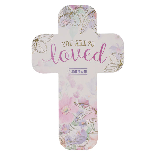 Bookmark-Cross Purple Floral You are Loved 1 John 4:19 (Pack Of 12)