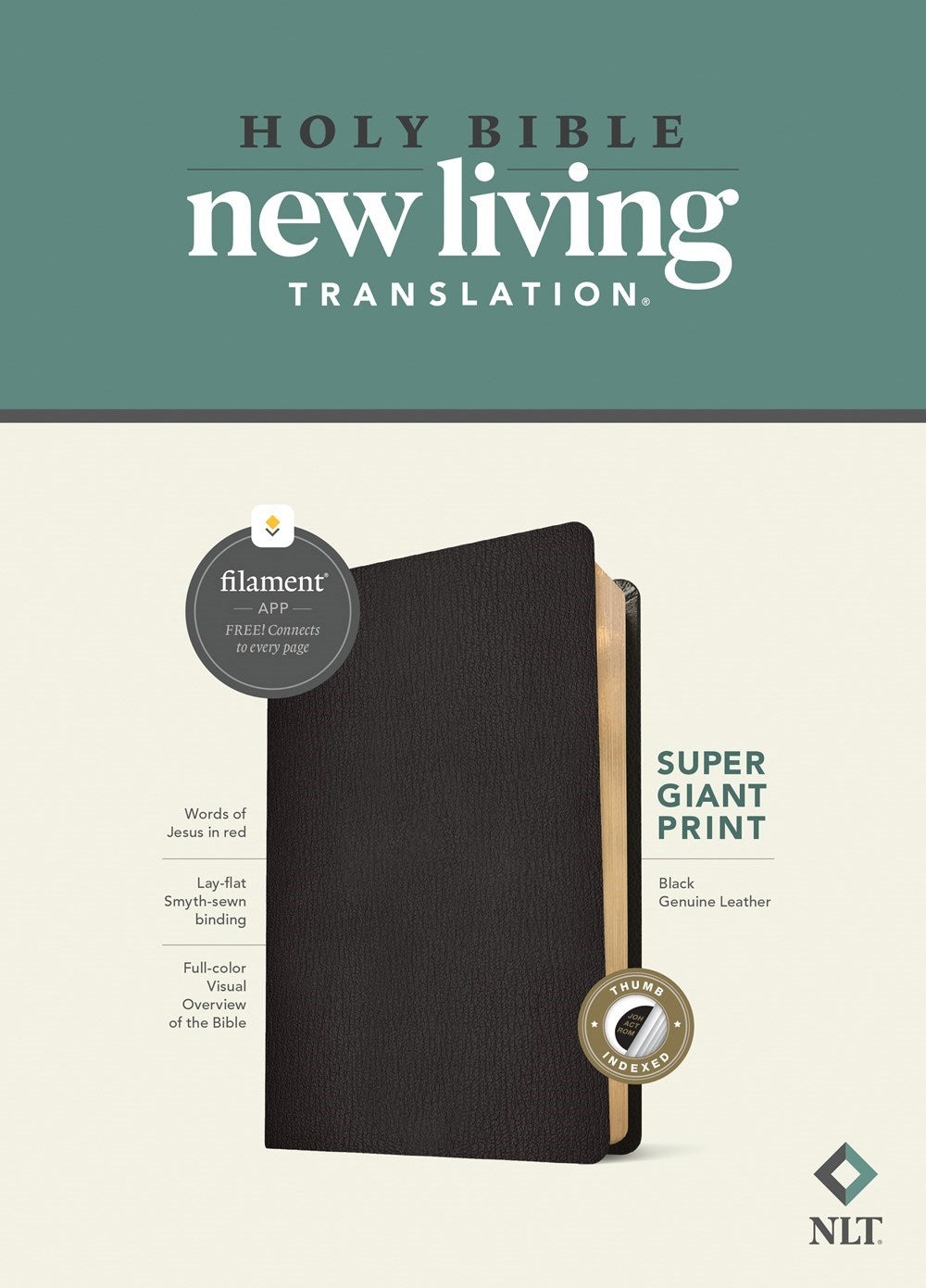 NLT Super Giant Print Bible  Filament-Enabled Edition-Black Genuine Leather Indexed