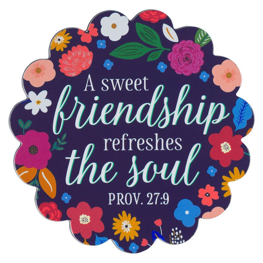 Magnet-Blue Floral Sweet Friendship Prov. 27:9