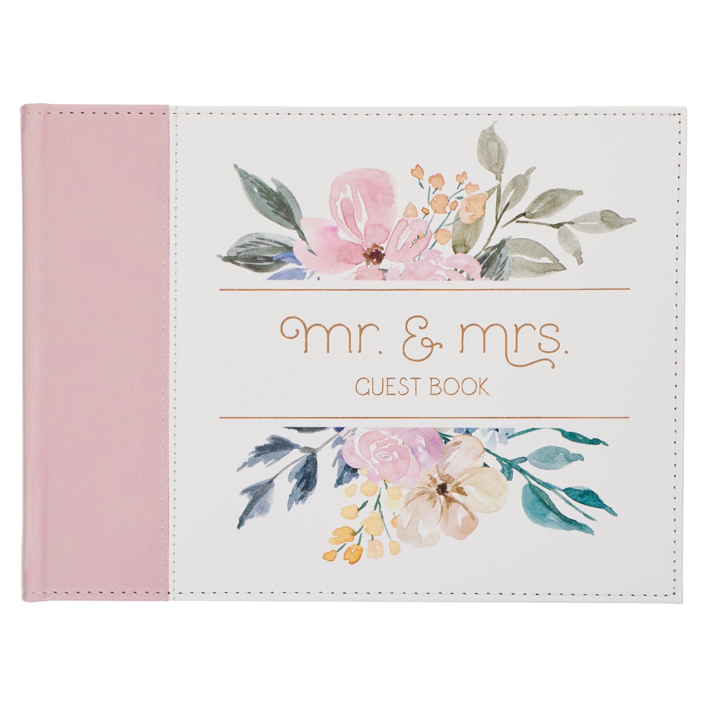 Guest Book-Wedding-Pink/White Floral Mr. & Mrs.