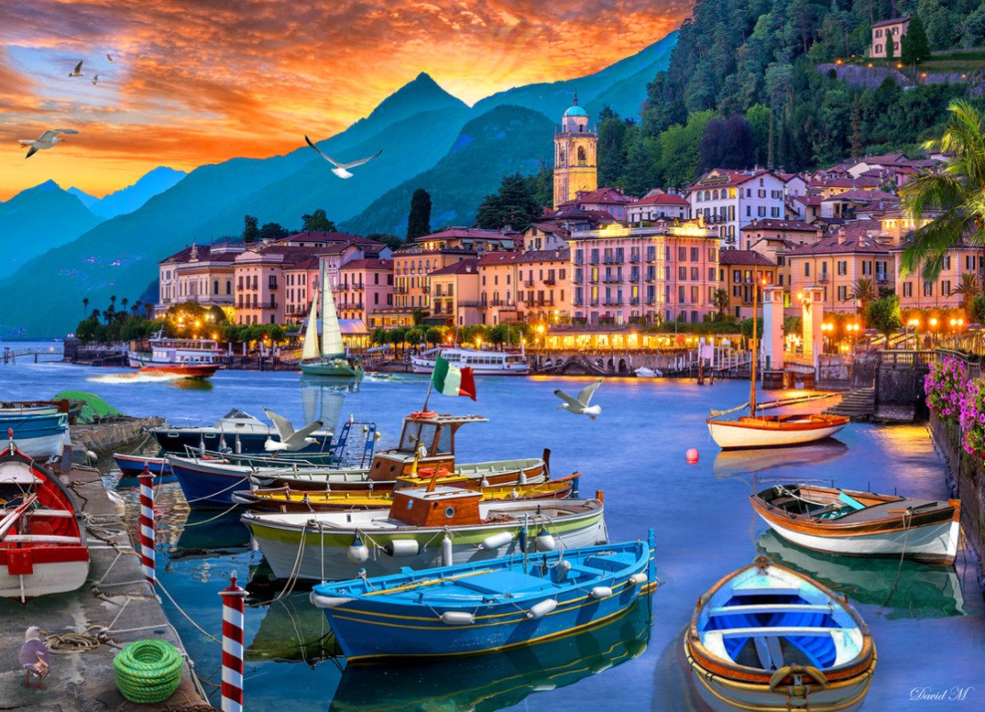 Jigsaw Puzzle-Lake Como Harbor (1000 Pieces)