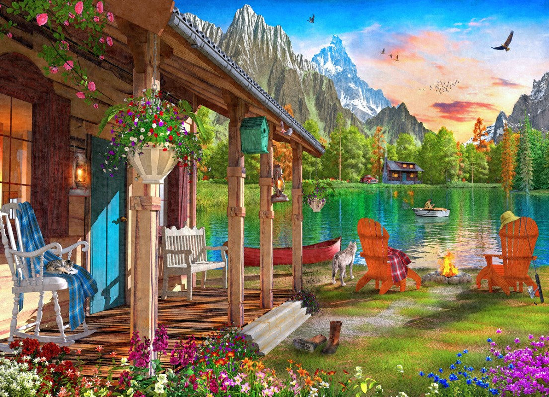 Jigsaw Puzzle-Cabin By The Lake (1000 Pieces)