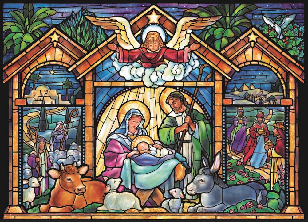 Jigsaw Puzzle Advent Calendar-Stained Glass Nativity (1000 Piece)