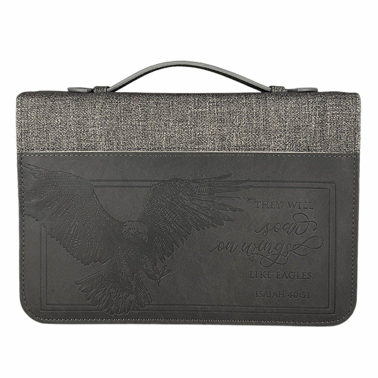 Bible Cover-They Will Soar On Wings Of Eagles-Grey-LRG