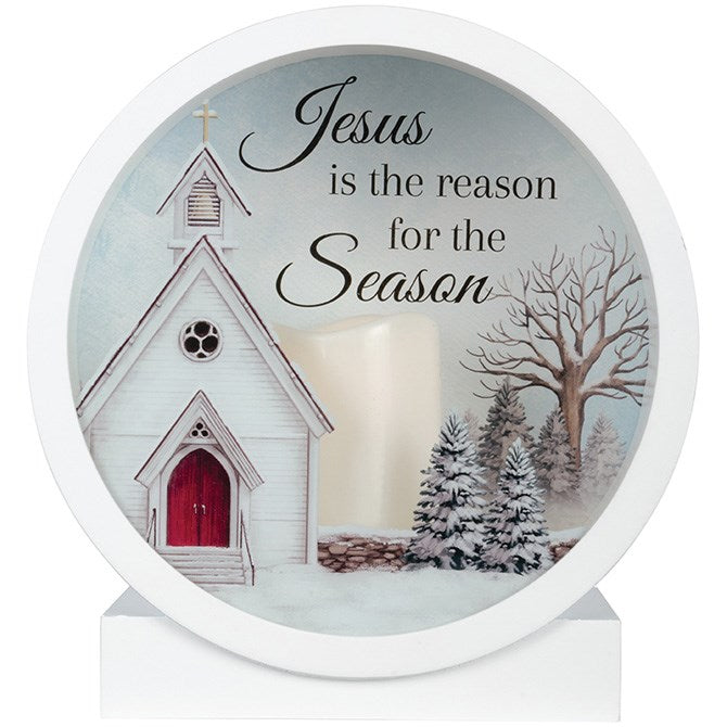 Lantern w/Flameless LED Candle & Timer-Reason For The Season(10 1/2" x 10" x 4 3/4")