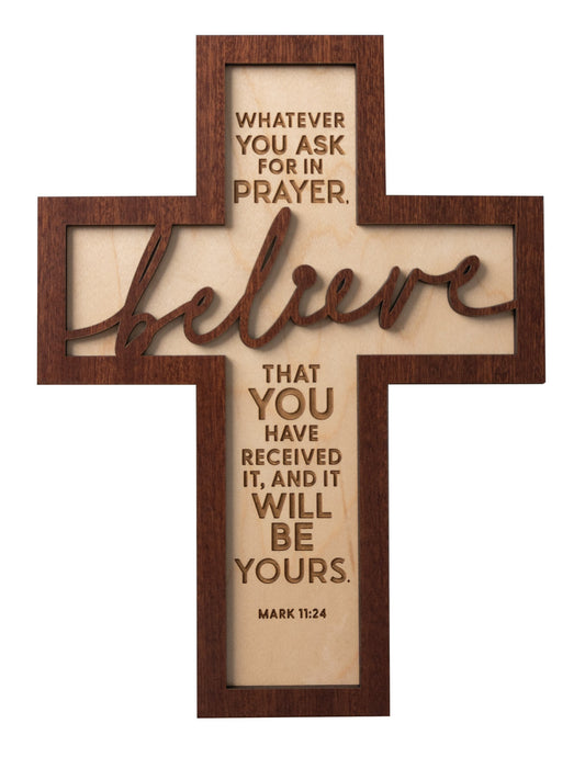 Plaque-Crosscut-Whatever You Ask (7.5 x 10) (Mark 11:24)