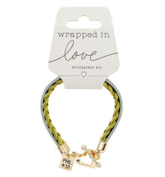 Bracelet-Wrapped In Love w/Heart Clasp-Green