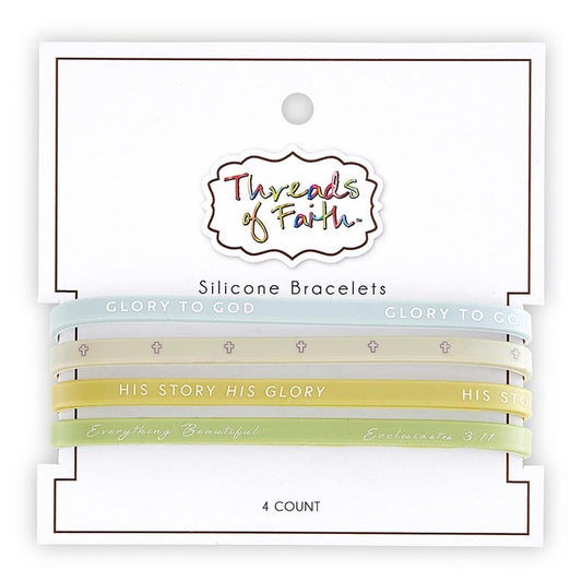 Bracelet Set-Threads Of Faith-Silicone-Glory To God (Set Of 4)