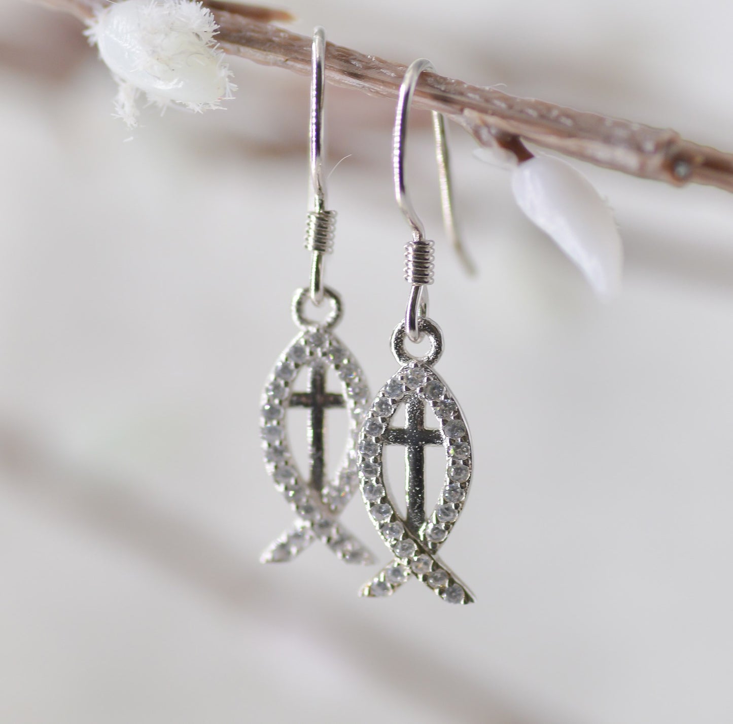 Earrings-Eden Merry-Ichthus/Cross