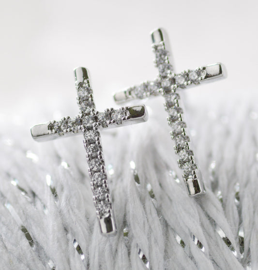 Earrings-Eden Merry-Cross-Cubic Zirconia