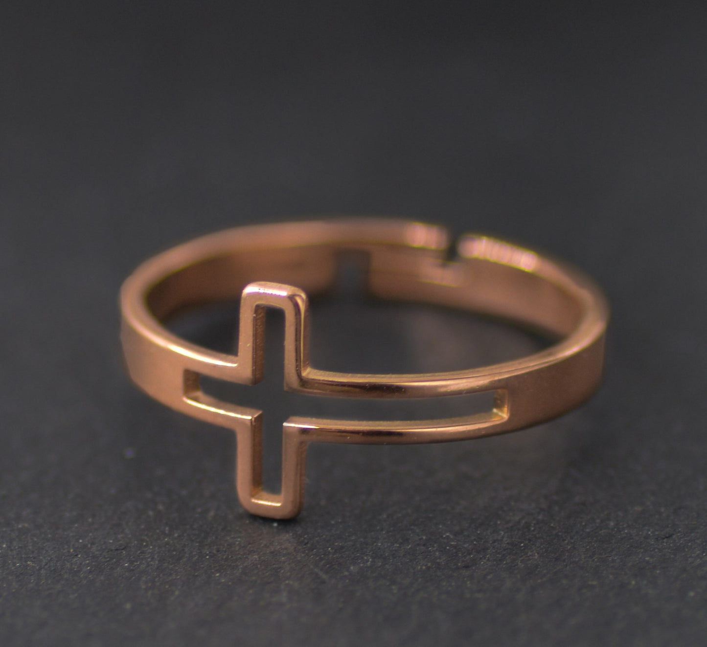 Ring-Eden Merry-Cross-Rose Gold Adjustible