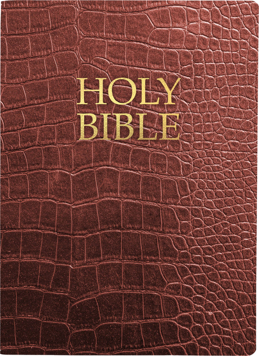 KJVER Holy Bible Large Print-Walnut Alligator Bonded Leather Indexed