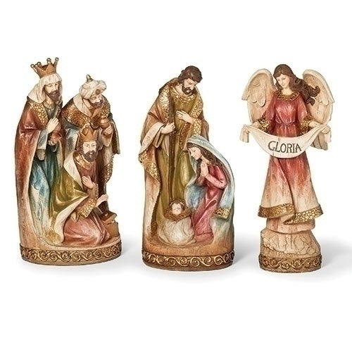 Nativity-3 Piece Set/Holy Family w/ Angel (13")