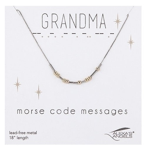 Necklace-Morse Code-Grandma W/ Gift Bag (18")