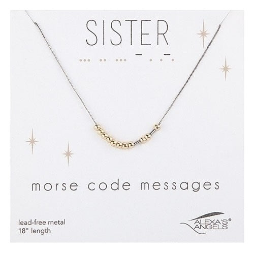 Necklace-Morse Code-Sister W/ Gift Bag (18")