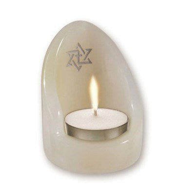 Candle Holder-Alabaster Star And Cross Tealight Candle Holder (#43148)