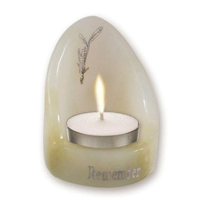 Candle Holder-Alabaster Holocaust Remembrance Tealight Candle Holder (#43149)