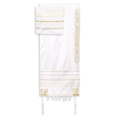 Prayer Shawl-White Acrylic w/Bag (72" x 24") (#2257)