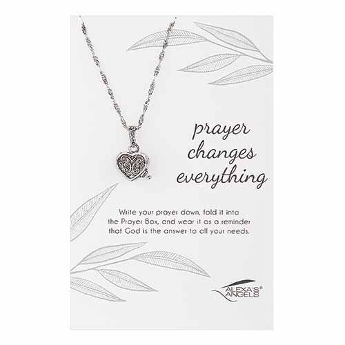 Necklace-Silver Prayer Box-Heart (18-20" Adjustable)