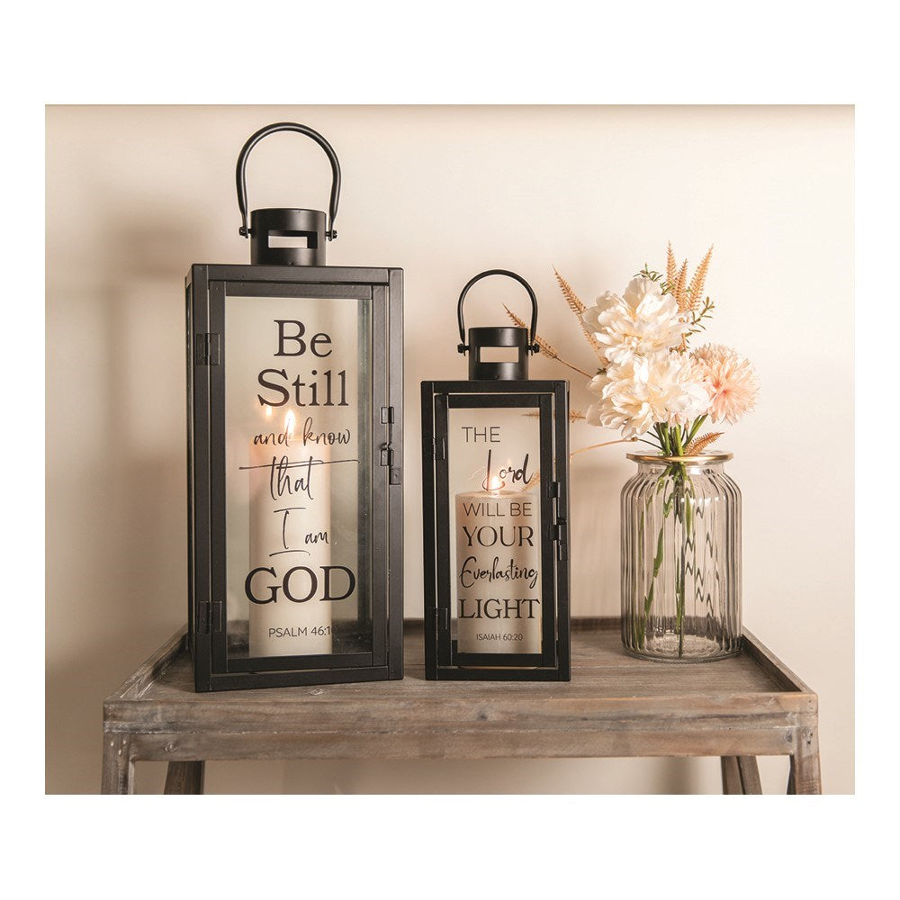 Lantern-Be Still And Know.../The Lord Will Be...  (Set Of 2)