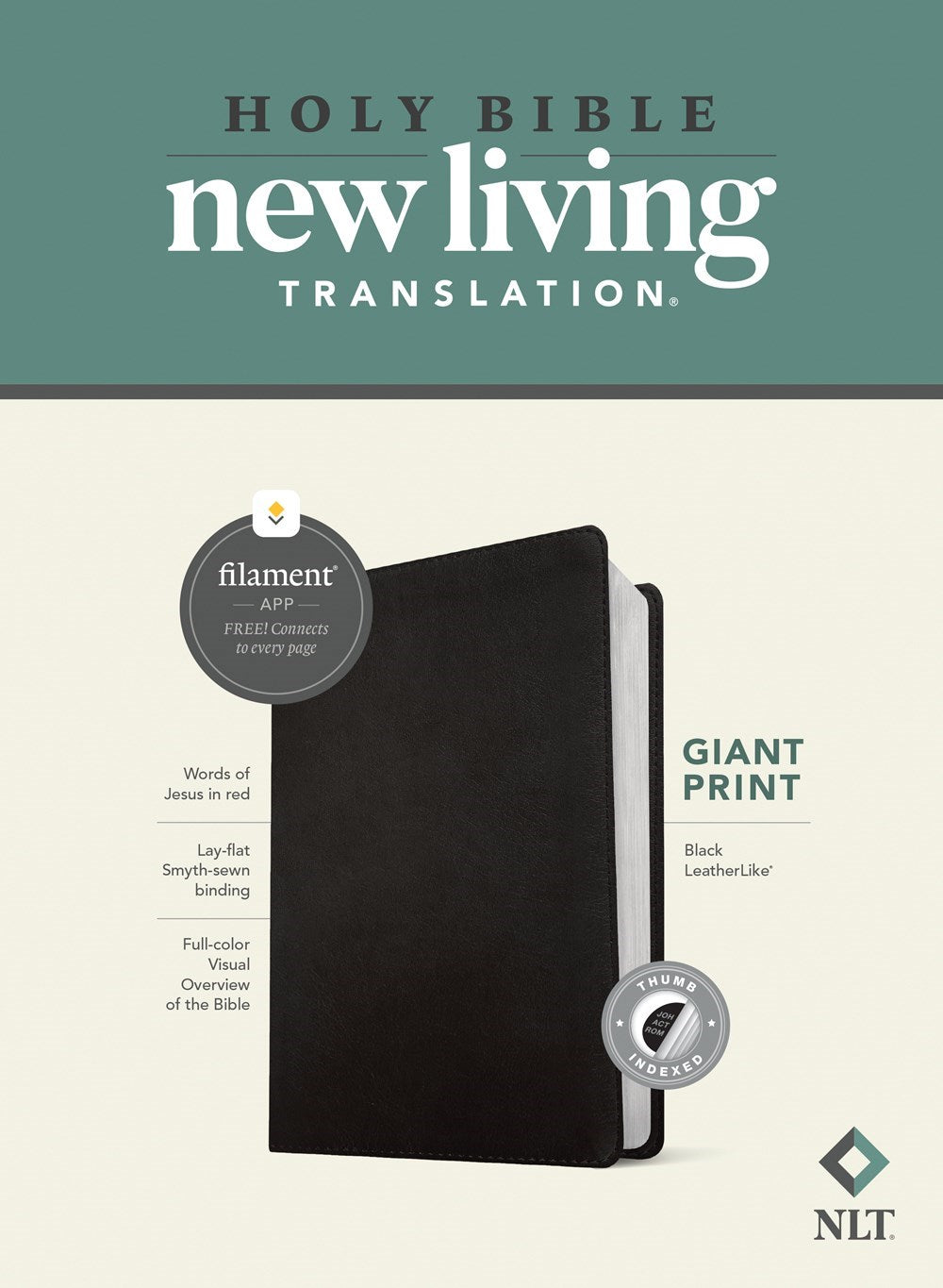 NLT Giant Print Bible  Filament-Enabled Edition-Black LeatherLike Indexed