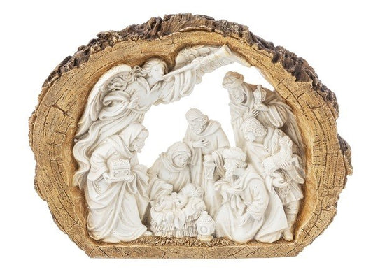 Figurine-Log Nativity (13 x 9.5 x 3)