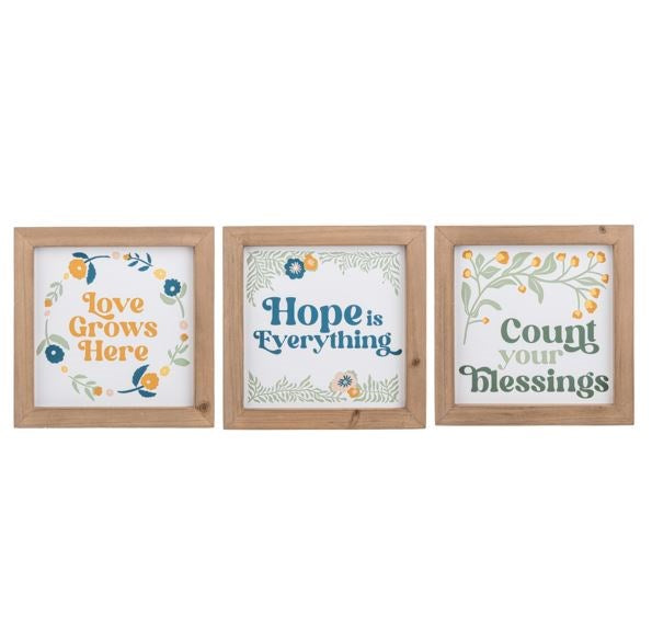 Wall Decor-Mod Flower Wreath w/Text (8 x 8) (Set Of 6)