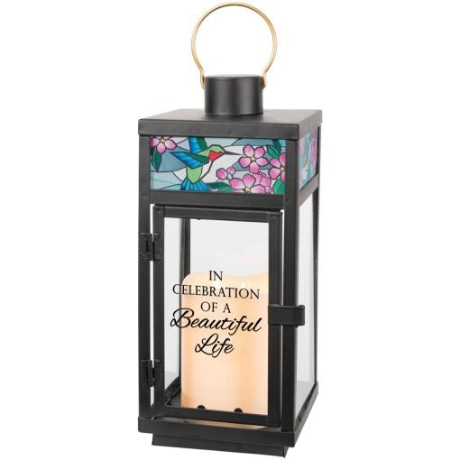 Lantern w/ Flameless LED Candle & Timer-In Celebration (12" x 4 1/4" x 4 1/4")