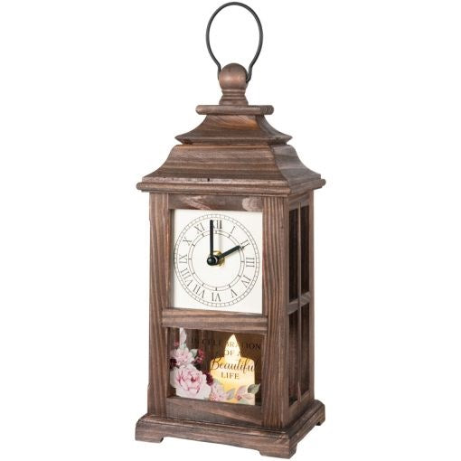 Clock Lantern w/Flameless LED Candle-In Celebration (13" x 5" x 4") (Pack Of 2)