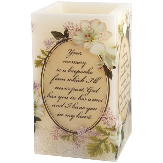 Square Candle-Flickering LED-w/ Timer-Vanilla-Your Memory (5" x 3" x 3") (Pack Of 4)