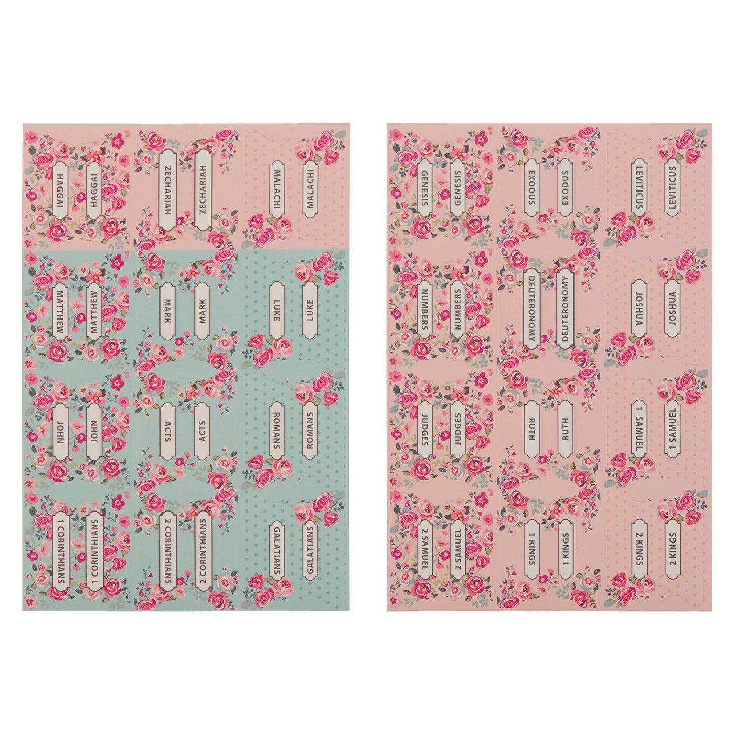 Bible Tab-Pink And Blue Floral Old & New Testament Peel & Stick Indexing