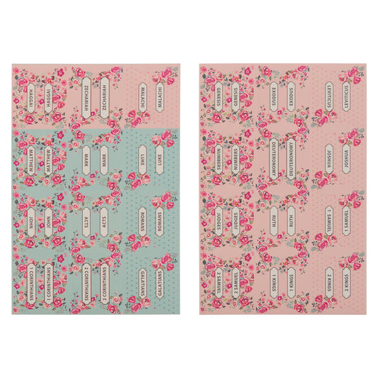 Bible Tab-Pink And Blue Floral Old & New Testament Peel & Stick Indexing