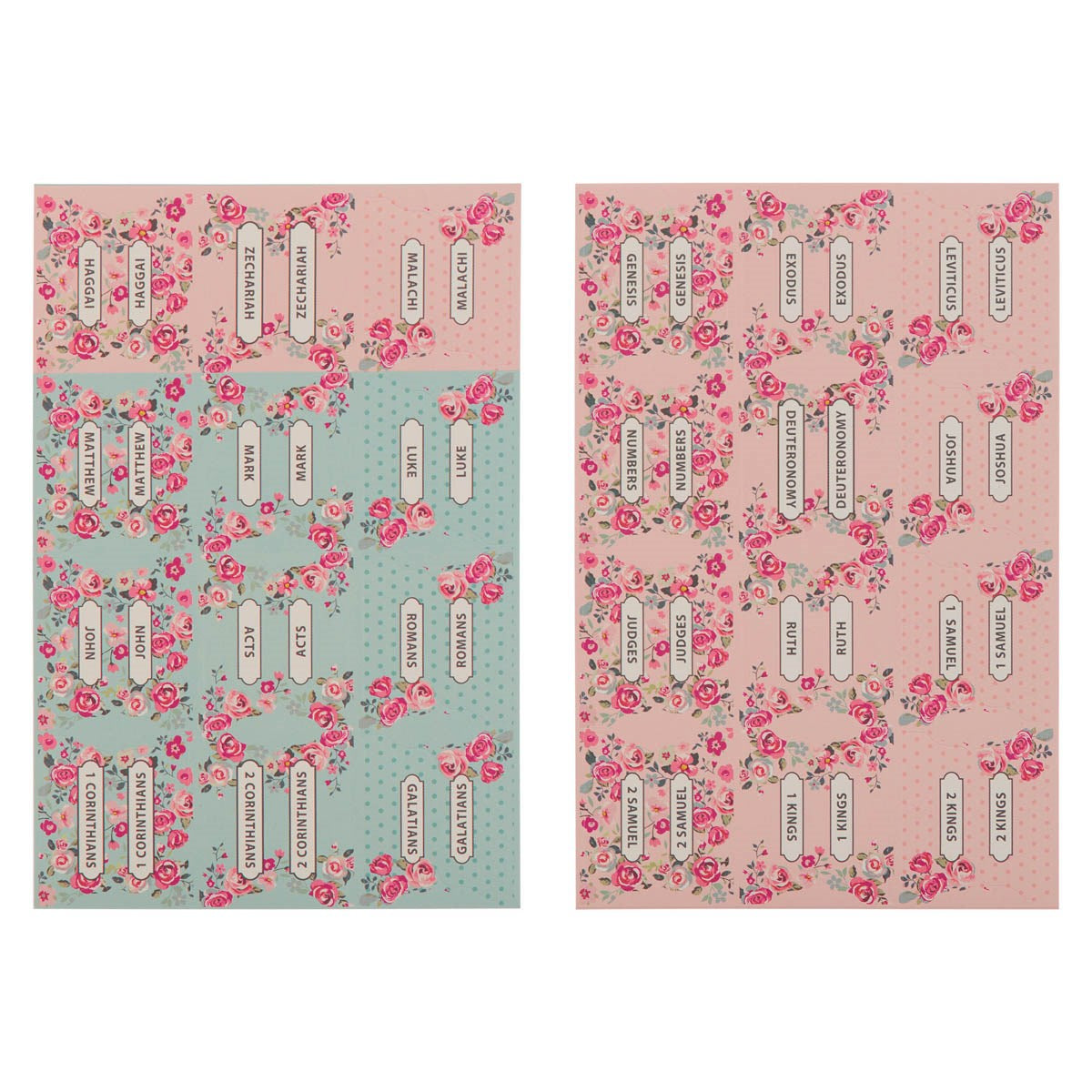 Bible Tab-Pink And Blue Floral Old & New Testament Peel & Stick Indexing