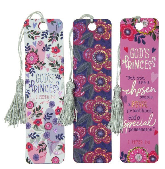 Bookmark Set-God's Princess W/Tassel (1 Peter 2:9)-Pink Floral (Pack Of 3)