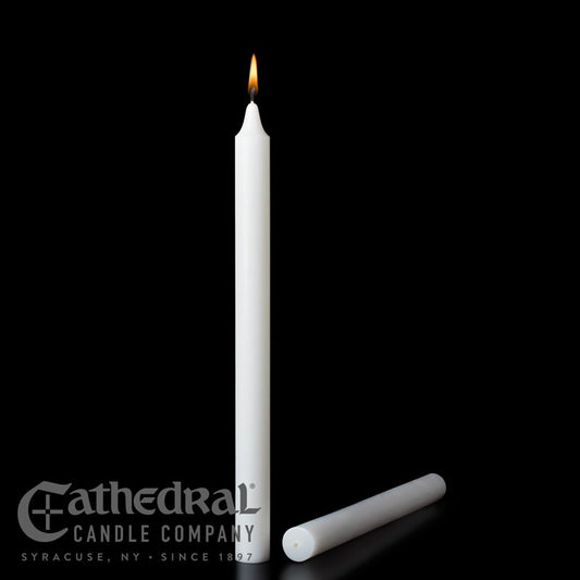 Altar Candle-White Short 3's (7/8" x 16")-Stearine/PE (Pack Of 18)